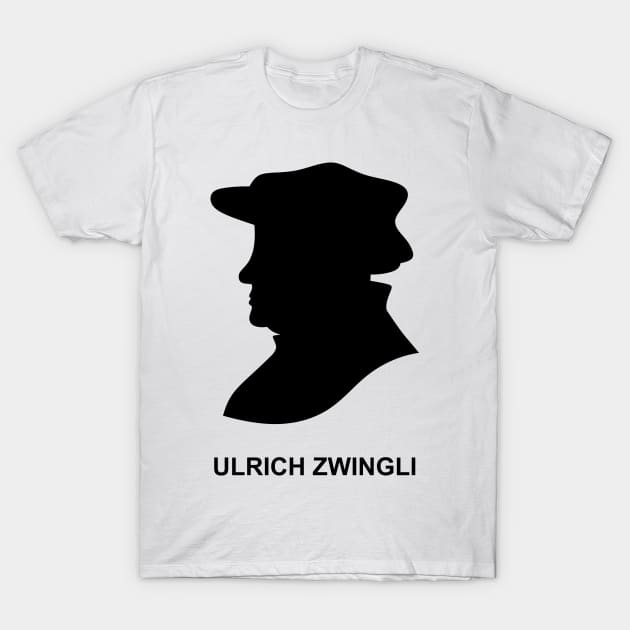 Silhouette of the Christian reformer and theologian Ulrich Zwingli T-Shirt by Reformer